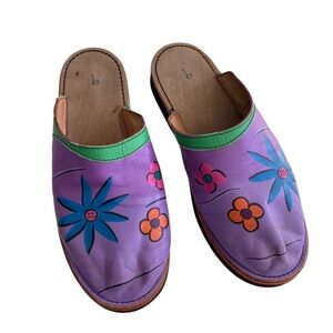 SOLETECH HANDCRAFTED COLORFUL MULES SLIP-ON SHOES HAND PAINTED ARTSY SHOES